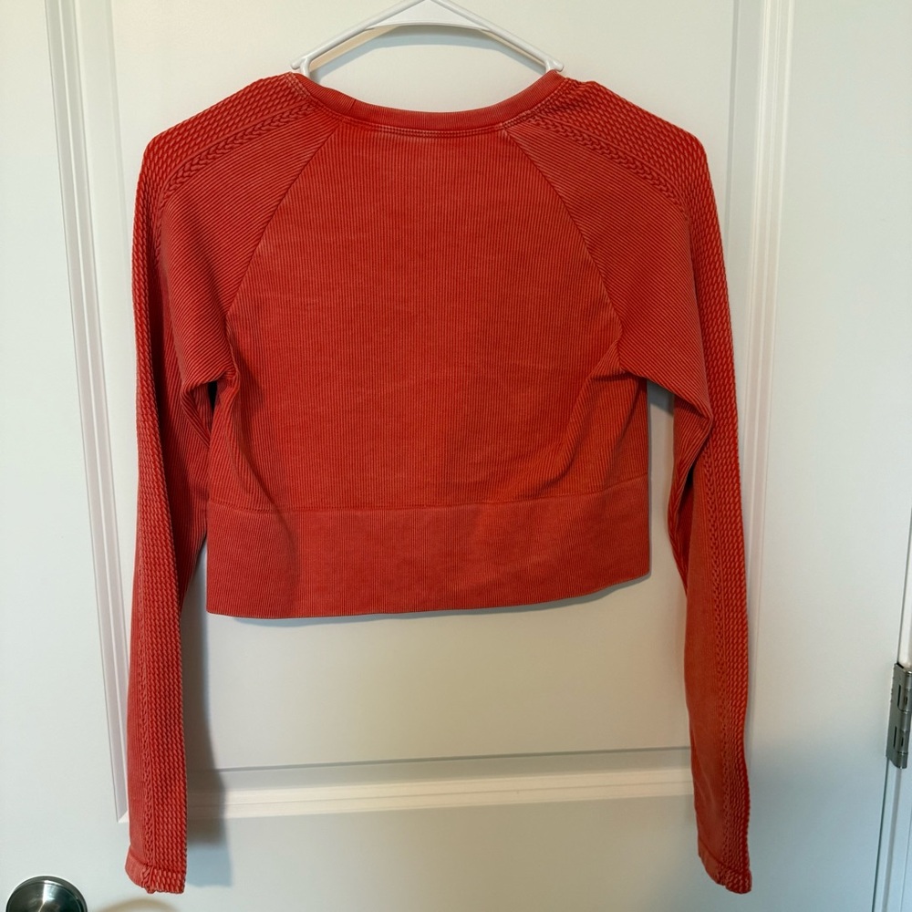 Offline Bright Orange Long Sleeve Cropped Shirt - Picture 2 of 4